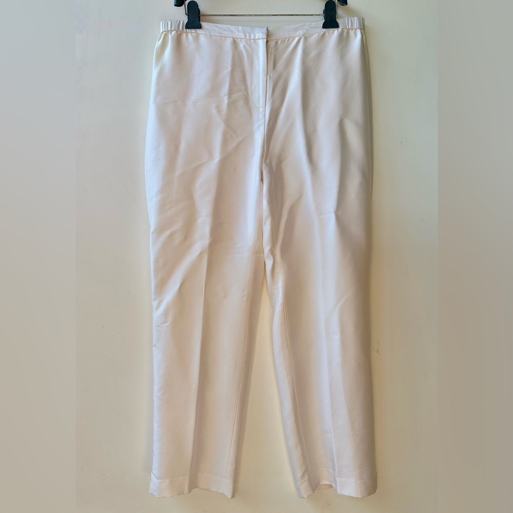 Neiman Marcus 100% Silk Elegant Cream White Women's Pants, XL - Picture 2 of 9